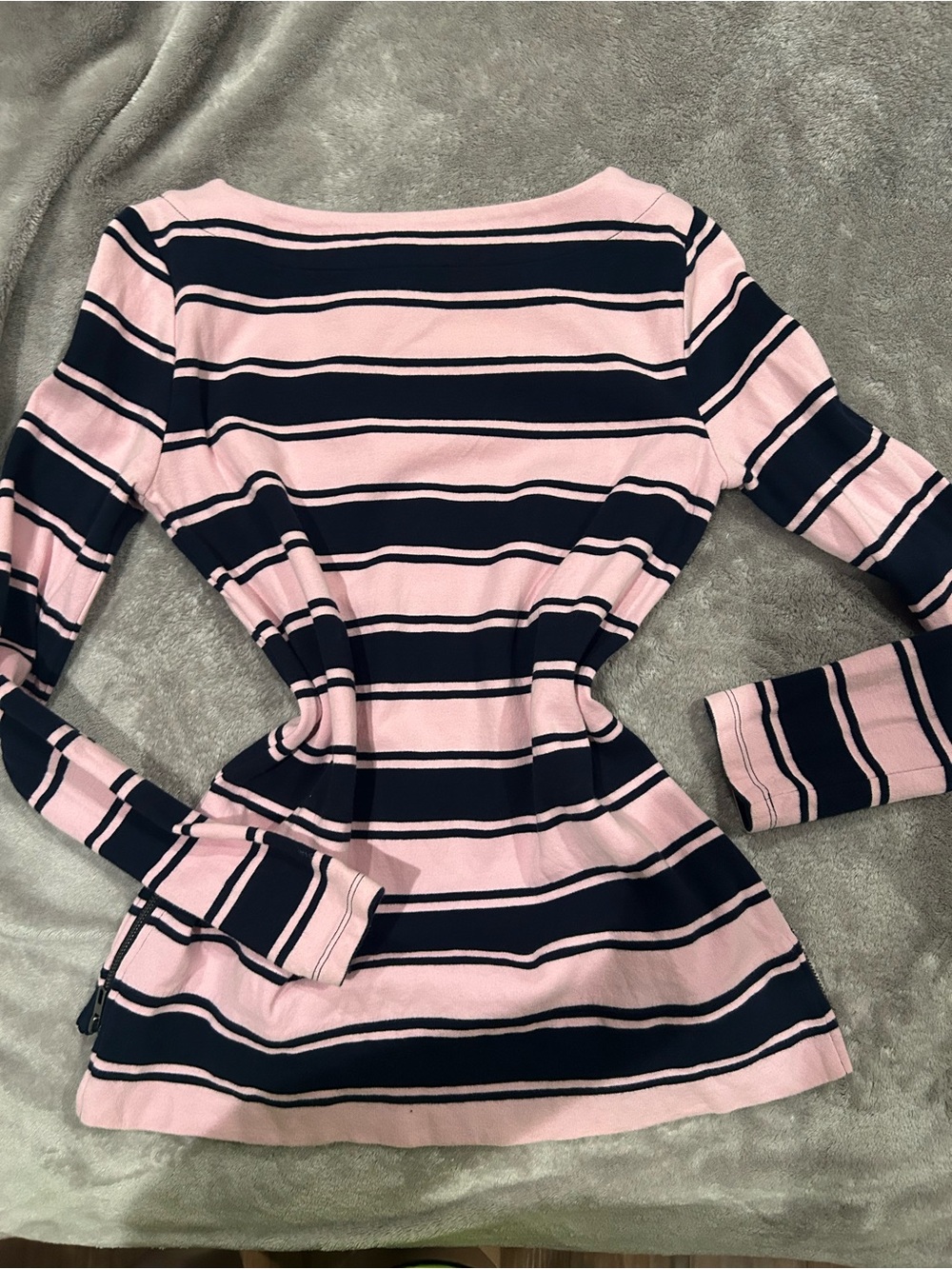 Talbots Striped Long Sleeve Top in Pink & Black Size XS Like New